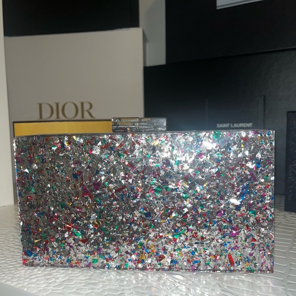 Multicolor Evil Eye Clutch/Purse-Comes with removable chain strap - Picture 3 of 7